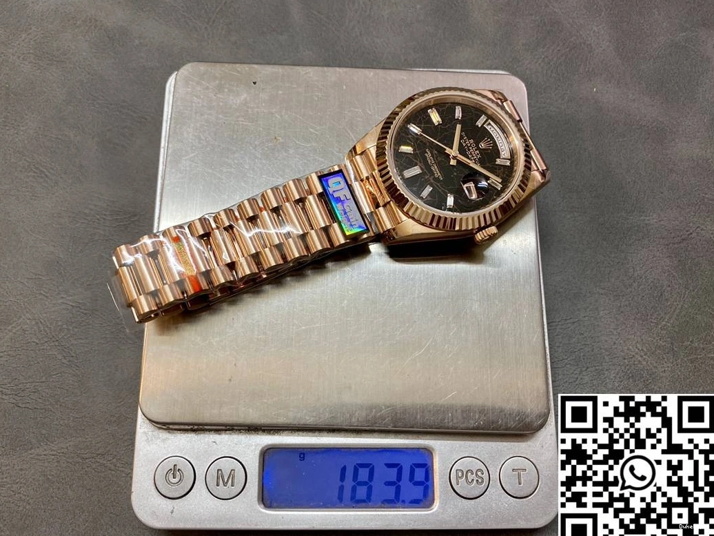 Rose Factory Gold Steel QF v5 Day Black M228235-0045 Tungsten Rolex Date Dial Diamond Hourmarker 0704